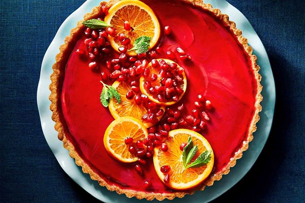Pomegranate-orange cream tart