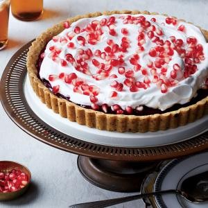 Pomegranate-orange tart with pistachio shortbread crust