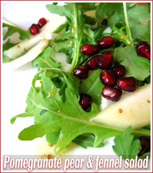 Pomegranate, pear, fennel and arugula salad