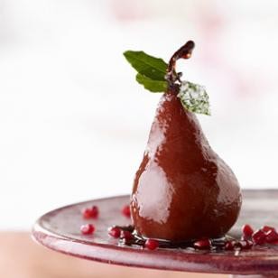 Pomegranate poached pears