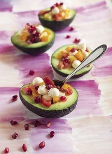 Pomegranate stuffed avocados