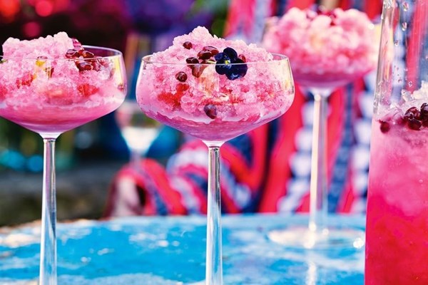 Pomegranate, vodka & violet granita