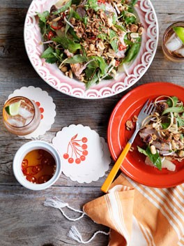 Pomelo, banana blossom and roast pork salad