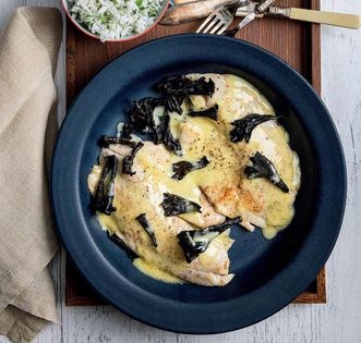 Pompano with black trumpets and Key lime beurre blanc sauce [Mary Smiley]