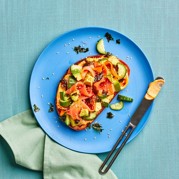 Ponzu salmon and avocado toast