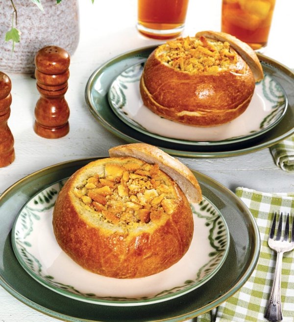 Poppy seed chicken bread bowls
