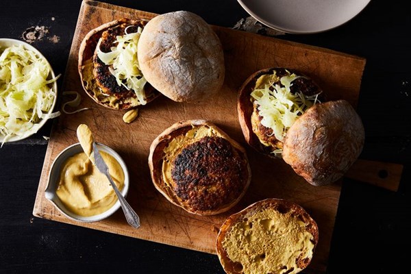Porchetta & white bean burgers