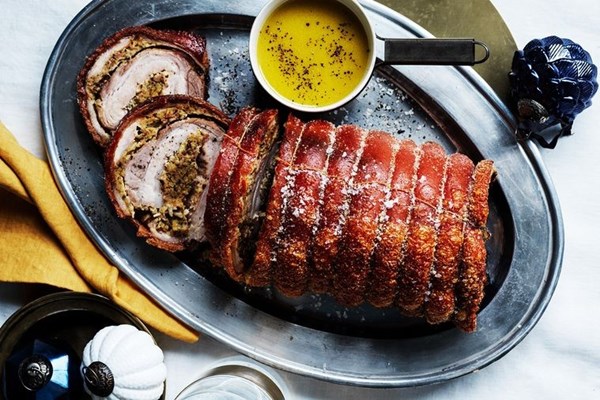 Porchetta with bacon and brioche