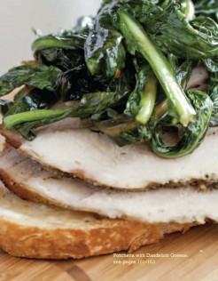 Porchetta with dandelion greens