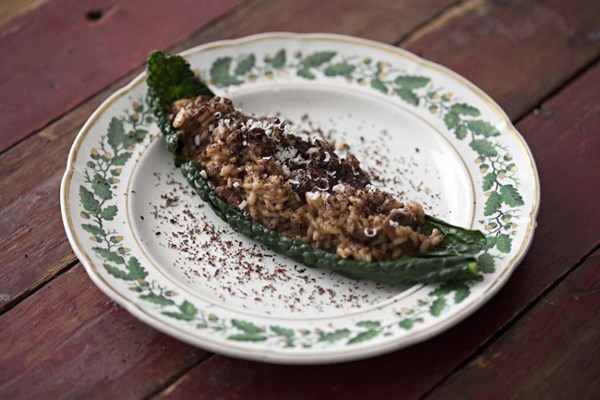 Porcini and chocolate risotto