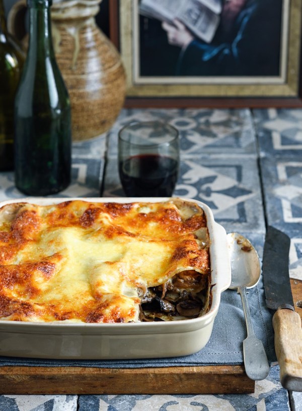 Porcini and radicchio lasagne