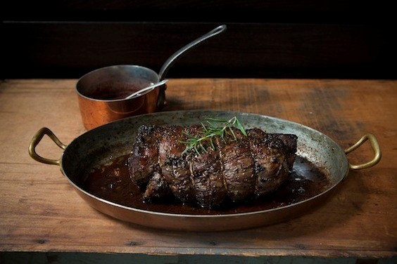 Porcini and rosemary crusted beef tenderloin with port wine sauce