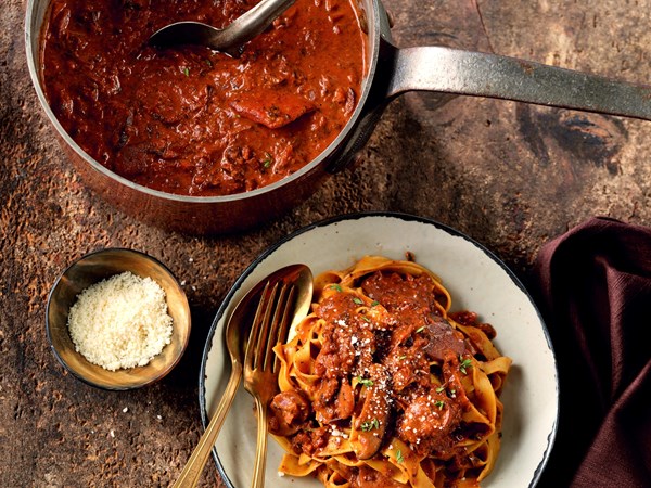 Porcini Bolognese with tagliatelle