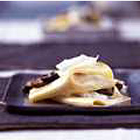 Porcini lasagne with goat's curd and carbonara dressing