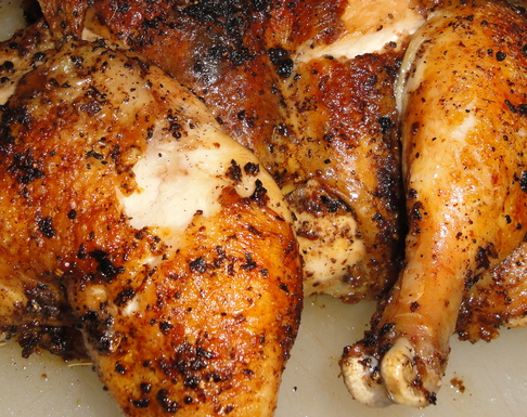 Porcini rubbed butterflied roasted chicken