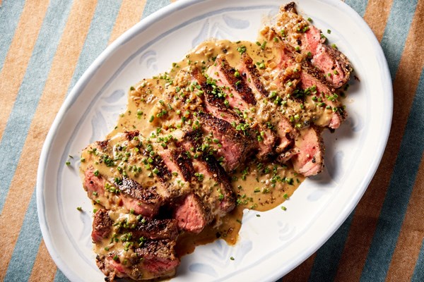Porcini-seasoned steak au poivre
