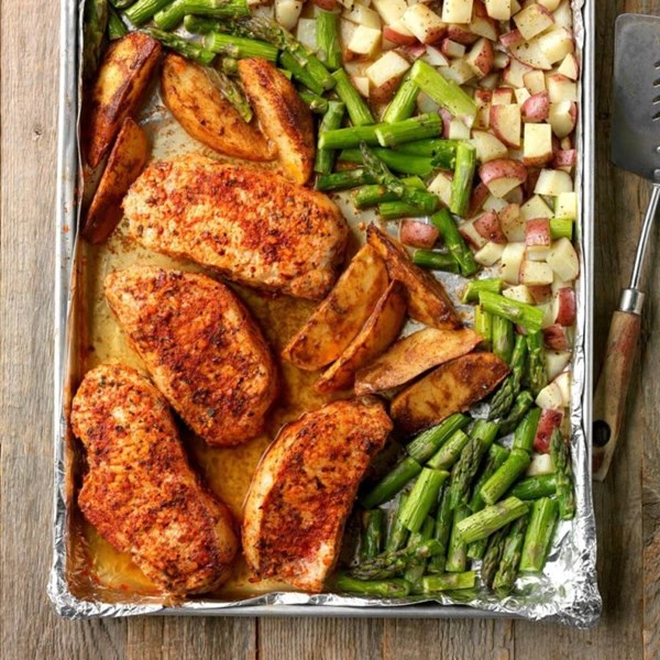 Pork & asparagus sheet-pan dinner