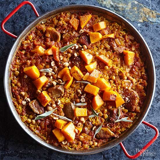 Pork & butternut paella
