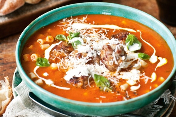 Pork & fennel meatball soup with pasta