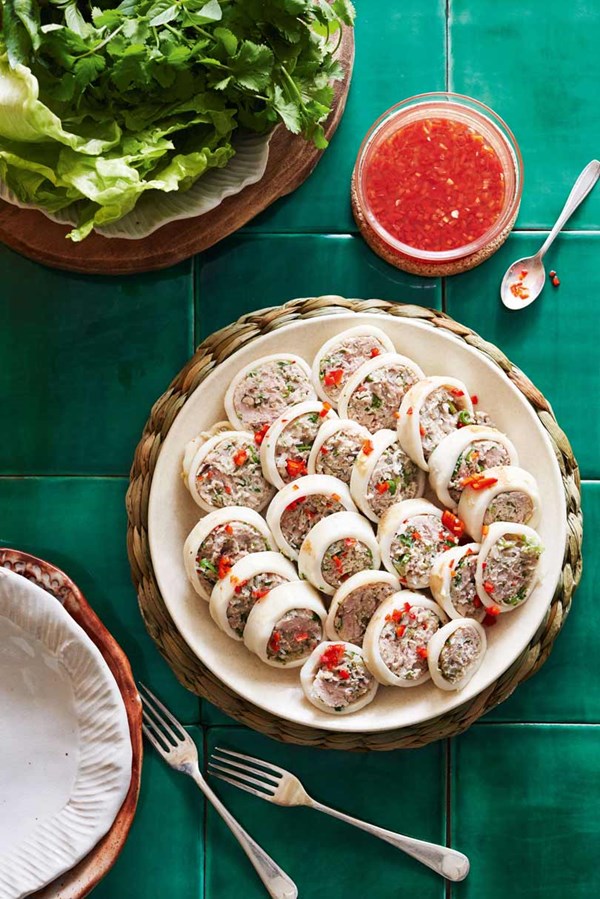 Pork & shiitake-stuffed squid