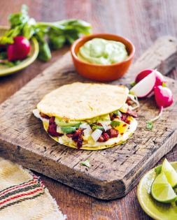 Pork adobada quesadillas (Mulitas de carne adobada)