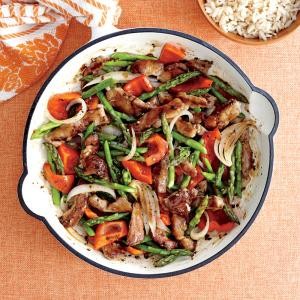 Pork and asparagus stir-fry