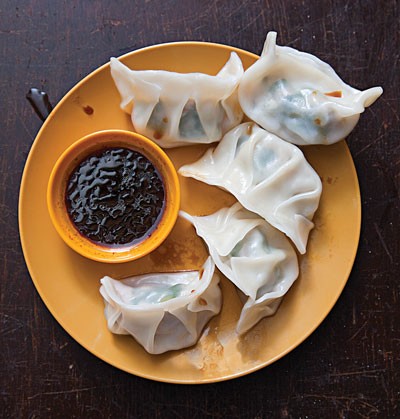 Pork and chive dumplings (Shui jiao) 
