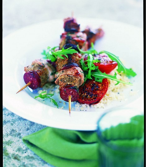 Pork and chorizo kebabs