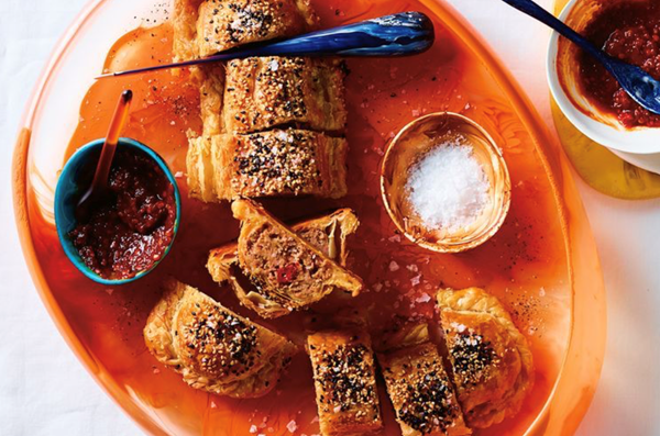 Pork and chorizo sausage rolls with chilli jam