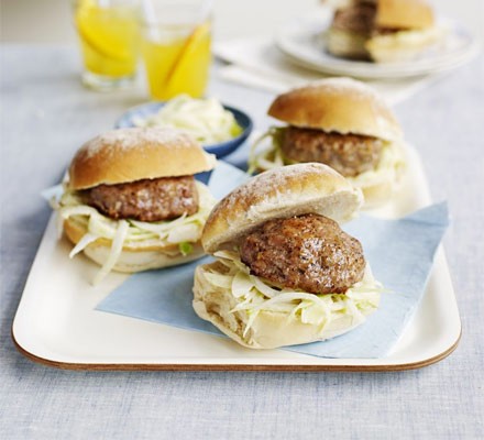 Pork and fennel burgers with fennel slaw