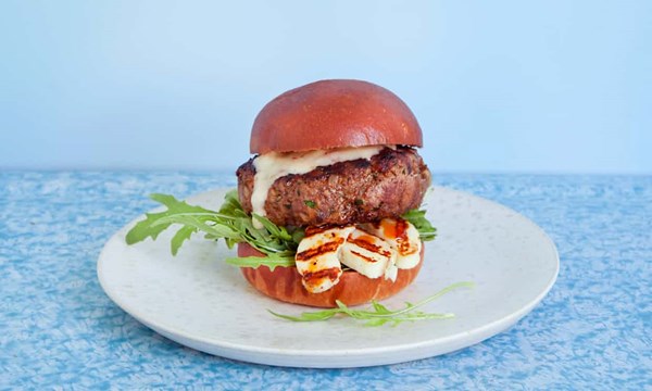 Pork and halloumi burger