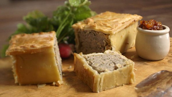 Pork and hazelnut terrine with apricot and tomato chutney