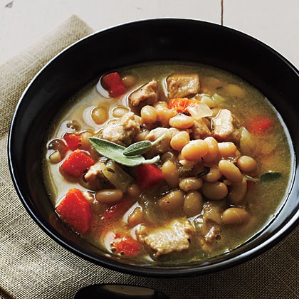 Pork and herbed white beans