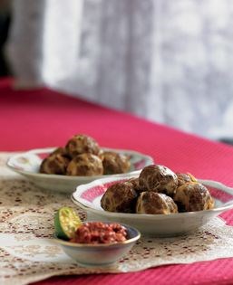 Pork and liver meatballs wrapped in caul lining (Ati babi)