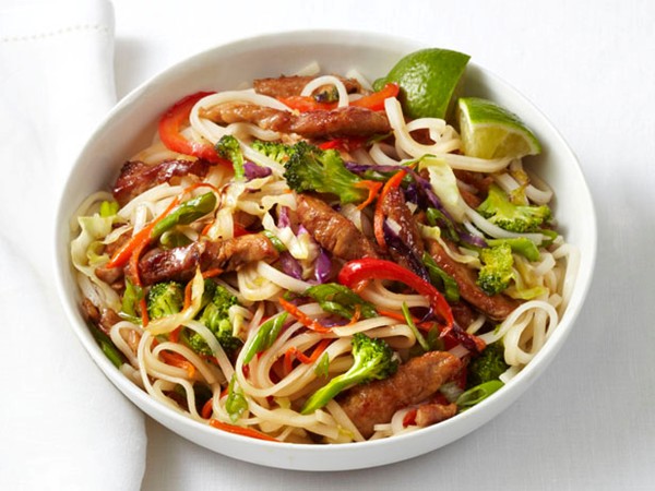 Pork and noodle stir-fry