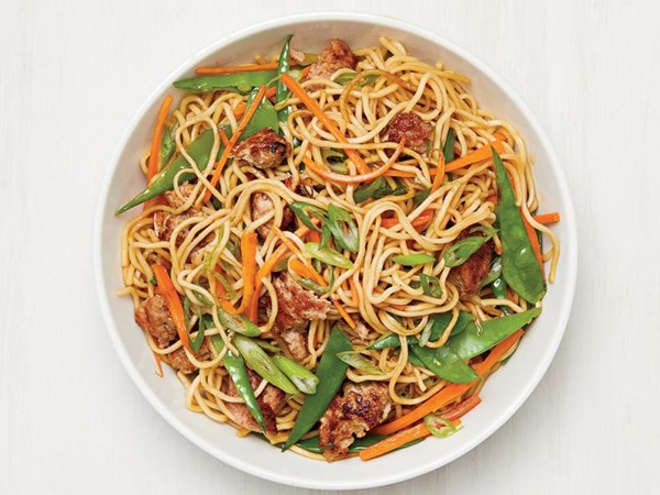 Pork and noodle stir-fry