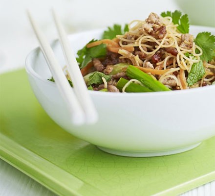 Pork and noodle stir-fry