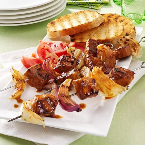 Pork and onion kabobs