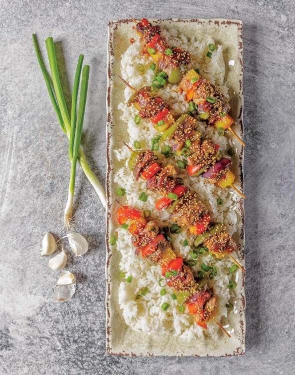 Pork and pineapple skewers