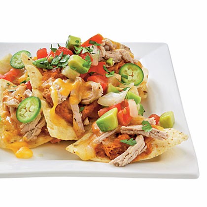 Pork and pinto bean nachos
