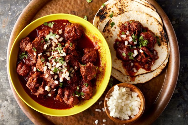 Pork and red chili stew