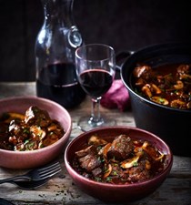 Pork and red wine stew with porcini and chestnuts