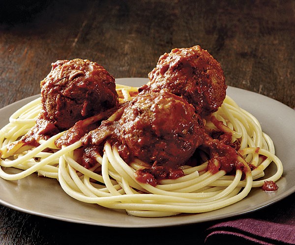Pork and sausage meatballs with porcini sauce
