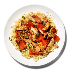 Pork-and-scallion noodles with grapefruit