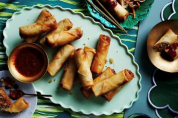 Pork and shiitake spring rolls