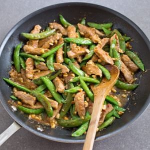 Pork and sugar snap pea stir-fry