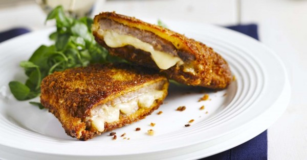 Pork and Swiss cheese schnitzel