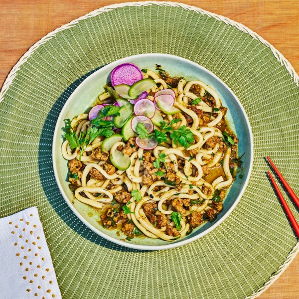 Pork and tomatillo udon