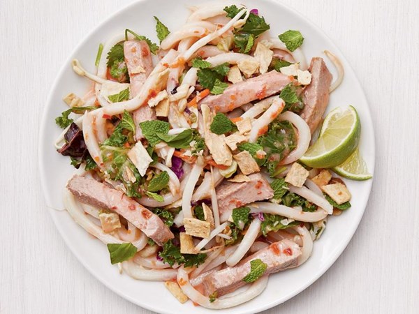 Pork and udon noodle salad