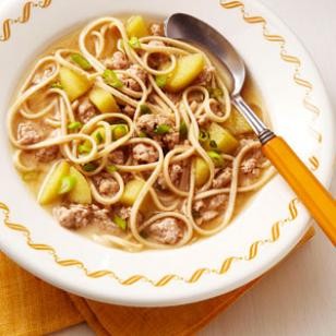 Pork, apple & miso noodle soup